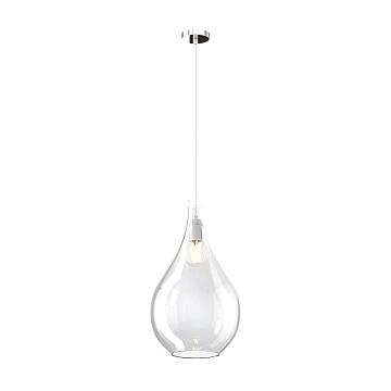 Lampadario Contemporaneo Drop 2.0 Metallo Cromo Vetro Grande Trasp 1 Luce E27 Lampadario Contemporaneo Drop 2.0 Metallo Cromo Vetro Grande Trasp 1 Luce E27