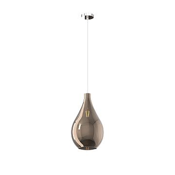 Lampadario Contemporaneo Drop 2.0 Metallo Cromo Vetro Medio Bronzo 1 Luce E27 Lampadario Contemporaneo Drop 2.0 Metallo Cromo Vetro Medio Bronzo 1 Luce E27