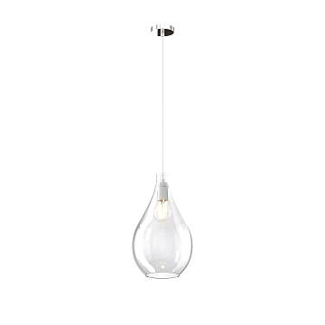 Lampadario Contemporaneo Drop 2.0 Metallo Cromo Vetro Medio Trasp 1 Luce E27 Lampadario Contemporaneo Drop 2.0 Metallo Cromo Vetro Medio Trasp 1 Luce E27