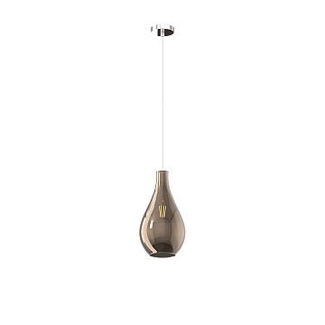 Lampadario Contemporaneo Drop 2.0 Metallo Cromo Vetro Bronzo 1 Luce E27 Lampadario Contemporaneo Drop 2.0 Metallo Cromo Vetro Bronzo 1 Luce E27