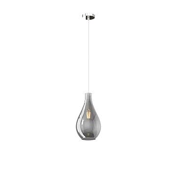 Lampadario Contemporaneo Drop 2.0 Metallo Cromo Vetro Fumè 1 Luce E27 Lampadario Contemporaneo Drop 2.0 Metallo Cromo Vetro Fumè 1 Luce E27