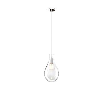 Lampadario Contemporaneo Drop 2.0 Metallo Cromo Vetro Trasparente 1 Luce E27 Lampadario Contemporaneo Drop 2.0 Metallo Cromo Vetro Trasparente 1 Luce E27