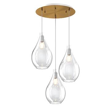 Lampadario Contemporaneo Drop 2.0 Metallo Ottone Vetro Trasparente 3 Luci E27 Lampadario Contemporaneo Drop 2.0 Metallo Ottone Vetro Trasparente 3 Luci E27