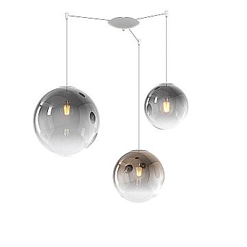 Lampadario Moderno Big Eclipse Metallo Bianco Vetro Fumè-Bronzo 3 Luci E27