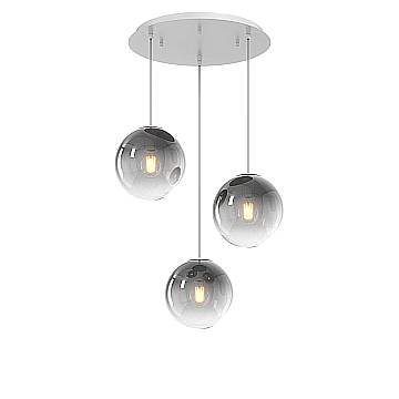Lampadario Moderno Big Eclipse Metallo Bianco Vetro Fumè 3 Luci E27
