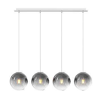 Lampadario Moderno Big Eclipse Metallo Bianco Vetro Fumè 4 Luci E27