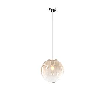 Sopsensione Moderna Big Eclipse Metallo Cromo Vetro Ambra 1 Luce E27 D25