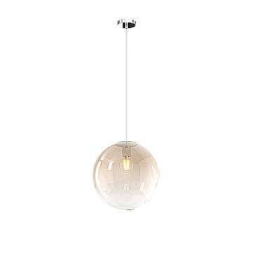 Sopsensione Moderna Big Eclipse Metallo Cromo Vetro Ambra 1 Luce E27 D30