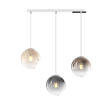 Lampadario Moderno Big Eclipse Metallo Cromo Vetro Multicolor 3 Luci E27