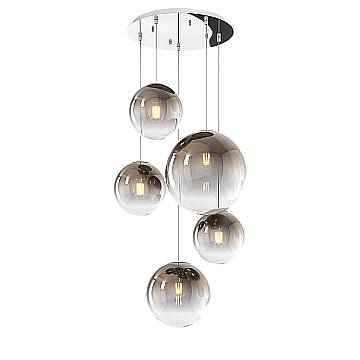 Lampadario Moderno Big Eclipse Metallo Cromo Vetro Bronzo 5 Luci E27