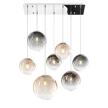 Lampadario Moderno Big Eclipse Metallo Cromo Vetro Multicolor 7 Luci E27
