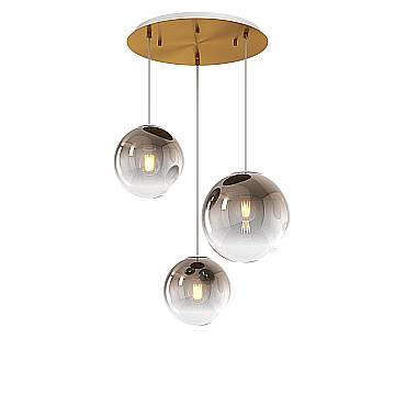 Lampadario Moderno Big Eclipse Metallo Ottone Satinato Vetro Bronzo 3 Luci E27