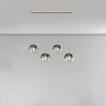 Lampadario Moderno Big Eclipse Metallo Ottone Satinato Vetro Fumè 4 Luci E27