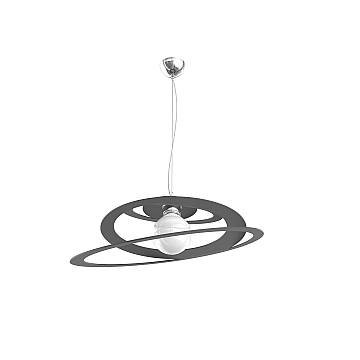 Sospensione Industrial-Minimal Bungee Metallo Antracite 1 Luce E27 D50Cm