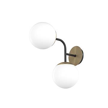 Applique Moderna Clear Metallo Nero E Ottone Vetro Bianco 2 Luci E27 Applique Moderna Clear Metallo Nero E Ottone Vetro Bianco 2 Luci E27