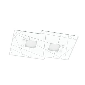Plafoniera Contemporanea Focus Metallo Bianco Vetro 2 Luci Gx53 Plafoniera Contemporanea Focus Metallo Bianco Vetro 2 Luci Gx53