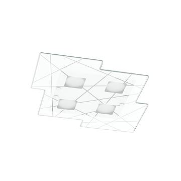 Plafoniera Contemporanea Focus Metallo Bianco Vetro 4 Luci Gx53 Plafoniera Contemporanea Focus Metallo Bianco Vetro 4 Luci Gx53