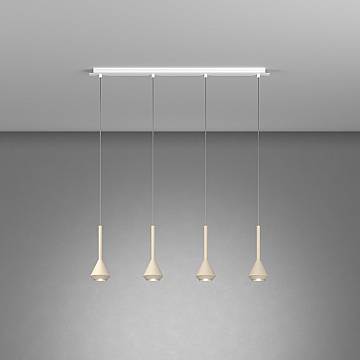 Lampadario Moderno Aygo Metallo Bianco E Sabbia 4 Luci Gu10 Lampadario Moderno Aygo Metallo Bianco E Sabbia 4 Luci Gu10