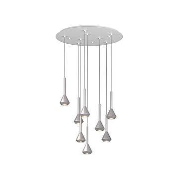 Lampadario Moderno Aygo Tondo Metallo Bianco E Alluminio 7 Luci Gu10 Lampadario Moderno Aygo Tondo Metallo Bianco E Alluminio 7 Luci Gu10