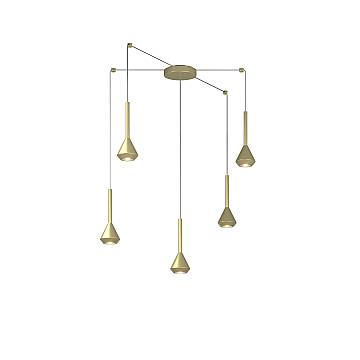 Lampadario Moderno Aygo Metallo Ottone 5 Luci Gu10 Lampadario Moderno Aygo Metallo Ottone 5 Luci Gu10