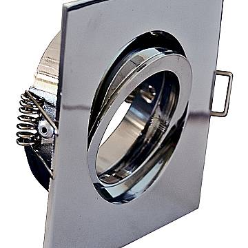 Faretto Incasso Oil Orientabile Quadrato Alluminio Cromo 1 Luce Gu10 9X9Cm
