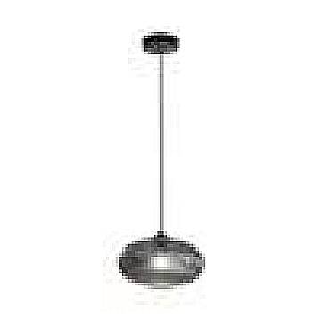 Sospensione Ovale Moderna Plisse Grigio 1 Luce E27 In Vetro Rigato