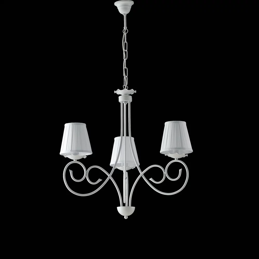 Bonetti illumina Rustico lampadario in ferro artigianale bianco con  decorazione shabby e paralume bianchi 5 luci