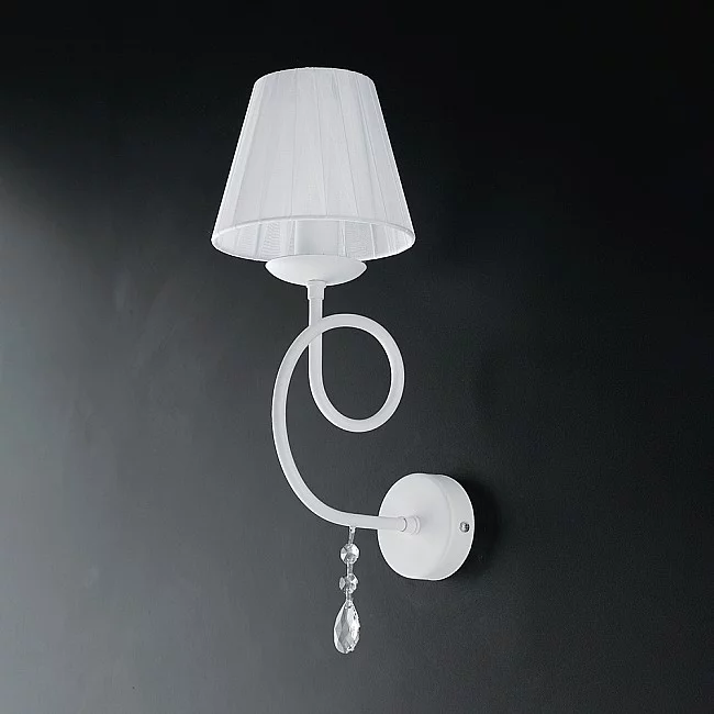 Be Light-Applique Classico 3 Luci Ferro Bianco e Cristalli con Paralume Serie Elegant-BL148-AP1-BCO-PAR-8050713211974