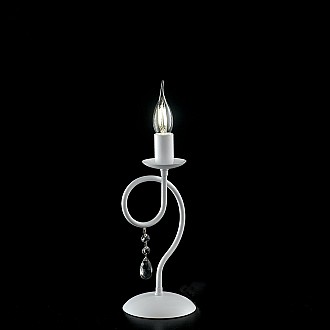 Lumetto Classico 1 Luce Ferro Bianco Shabby e Cristalli Serie Elegant