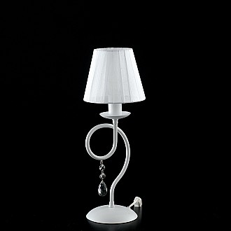 Lumetto Classico 3 Luci Ferro Bianco e Cristalli con Paralumi Serie Elegant