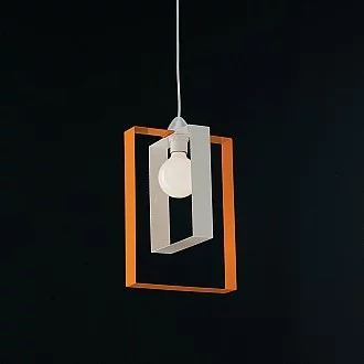 Sospensione Moderna 1 Luce Ferro Laccato Bianco e Arancio Serie Duplo