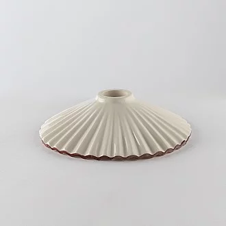 Diffusore in Ceramica Plissettata diam.25 cm Bianco Filo Marrone Serie Taverna