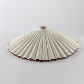 Diffusore in Ceramica Plissettata diam.40 cm Bianco Filo Marrone Serie Taverna