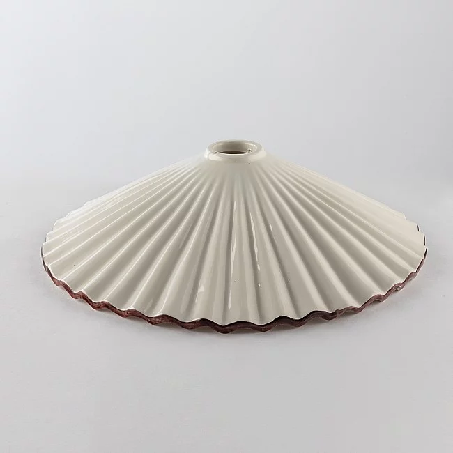 Be Light-Diffusore in Ceramica Plissettata diam.40 cm Bianco Filo Marrone Serie Taverna-BL182-VT-DM40-8050713215361