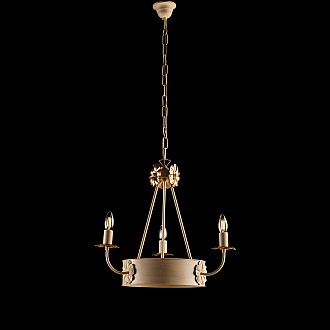 Lampadario Rustico 3 Luci Ferro Avorio e Oro Decorazioni Oro serie Kansas