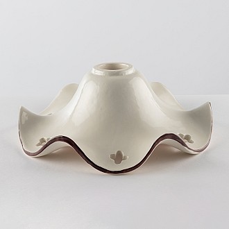 Diffusore in Ceramica Smerlata diam.30 cm Bianco Filo Marrone Serie Papavero