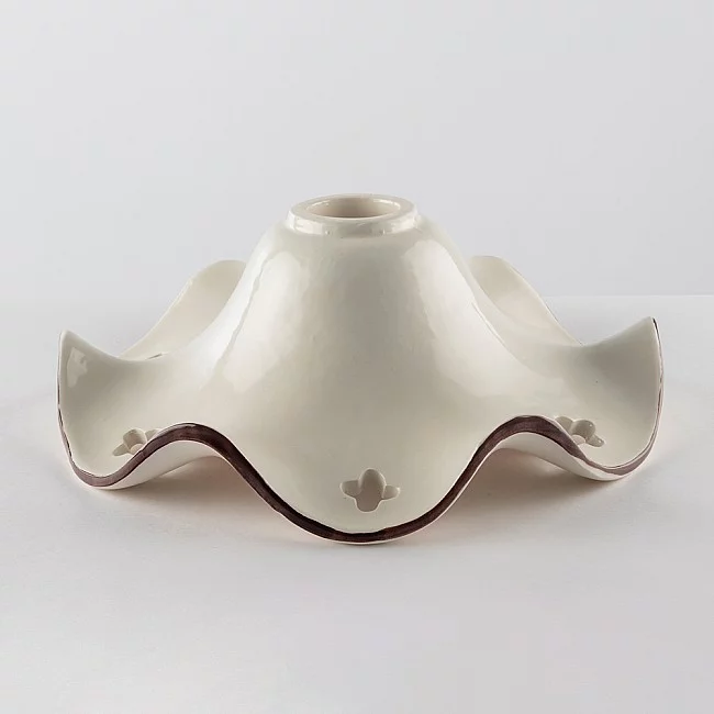 Be Light-Diffusore in Ceramica Smerlata diam.30 cm Bianco Filo Marrone Serie Papavero-BL236-VT-DM30-8050713216214