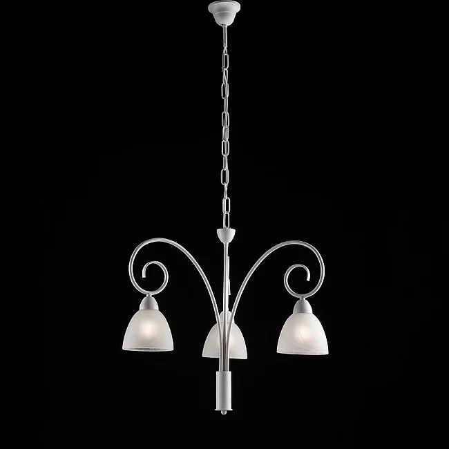 Be Light-Lampadario 3 Luci Ferro Batturo Bianco Shabby e Vetro Bianco Serie Aurelio-BL241-3-BCO-8050713215897