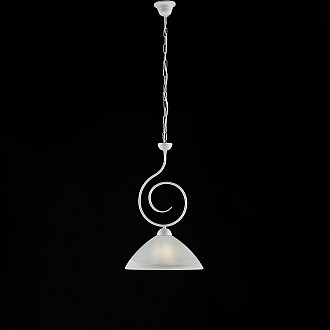 Sospensione Classica 1 Luce Ferro Battuto Bianco Shabby Vetro Bianco Serie Milly