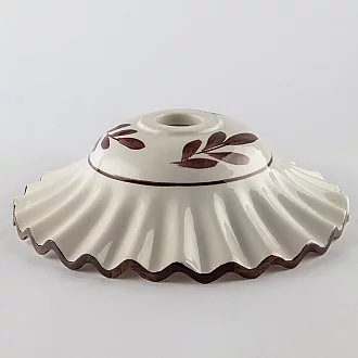 Diffusore in Ceramica Plissettata diam.30 cm Bianco Filo Marrone Serie Palma