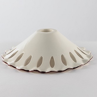 Diffusore in Ceramica Smerlata diam.30 cm Bianco Filo Marrone Serie Sorrento