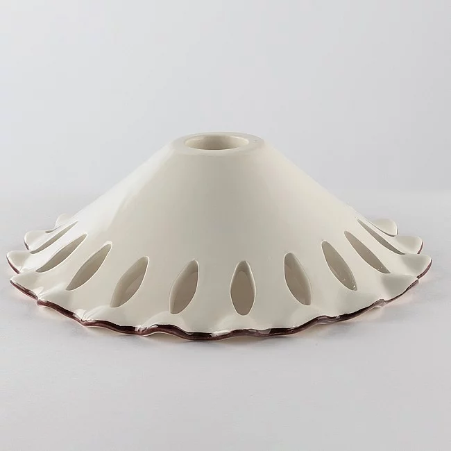 Be Light-Diffusore in Ceramica Smerlata diam.30 cm Bianco Filo Marrone Serie Sorrento-BL259-VT-DM30-8050713216238