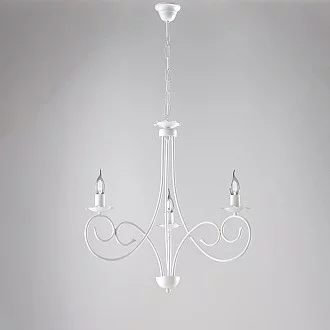 Lampadario Provenzale Candelabro Alma 3 Luci Ferro Battuto Bianco Shabby