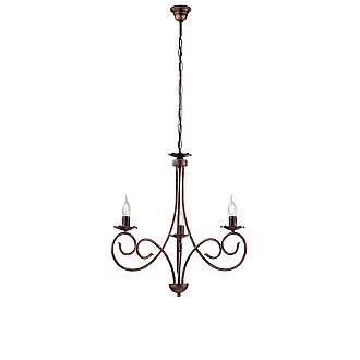 Lampadario Provenzale Candelabro Alma 3 Luci Ferro Battuto Nero E Rame