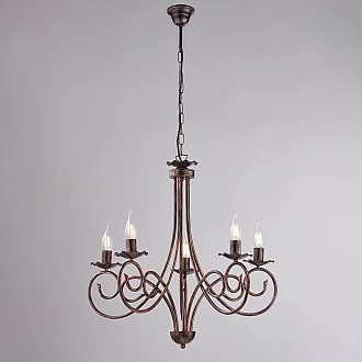 Lampadario Provenzale Candelabro Alma 5 Luci Ferro Battuto Nero E Rame