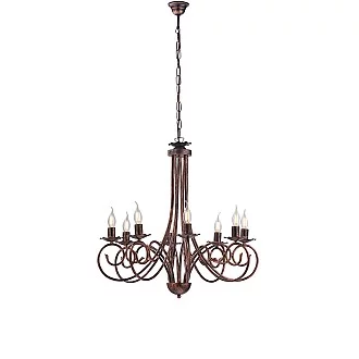 Lampadario Provenzale Candelabro Alma 8 Luci Ferro Battuto Nero E Rame