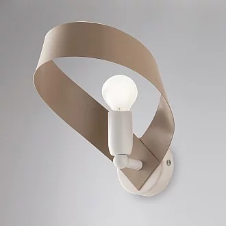 Applique Moderna Primula 1 Luce In Ferro Laccato Bianco E Tortora