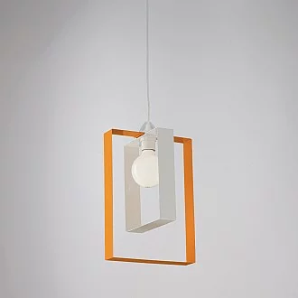 Sospensione Moderna Duplo 1 Luce Ferro Laccato Bianco E Arancio