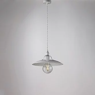 Sospensione Cantina Stile Industrial 1 Luce Ferro Bianco E Argento