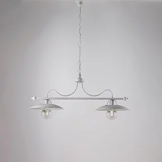 Bilanciere Cantina Stile Industrial 2 Luci Ferro Bianco Argento